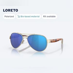 NWOT Costa Loreto Polarized Sunglasses -  Rose Gold w/ Blue Mirrored Lens